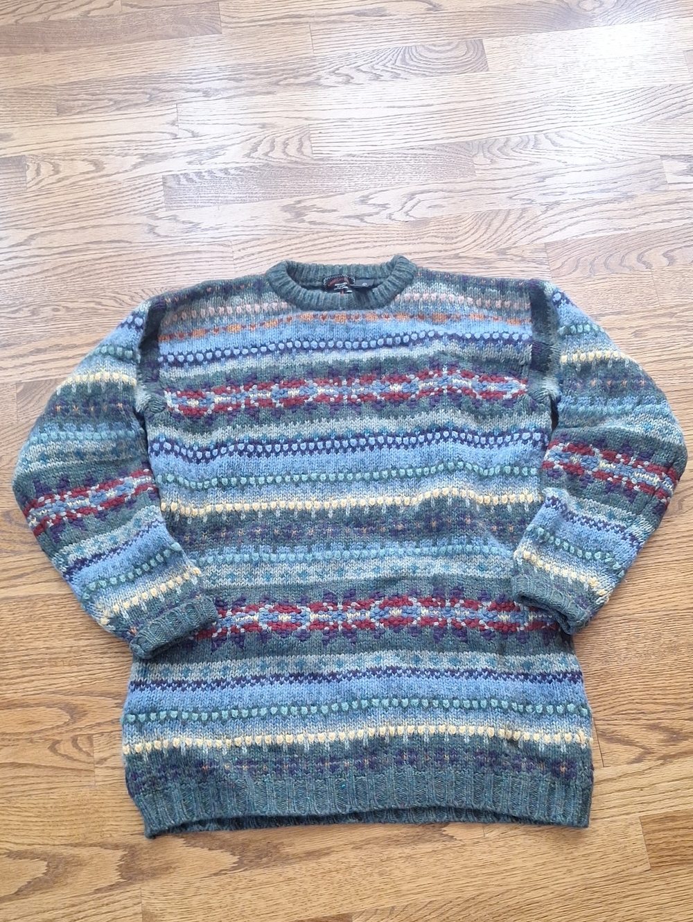 Vintage 90s American Eagle Wool Nordic Crewneck Chunky Sweater L